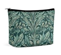 NQLYUT Makeup Bag Portable Cosmetic Bag On Flowering Tree Toiletry Bag Makeup Organizer Case Large Capacity Zipper Pouch Travel Toiletry Pouch for Women Men, Green Pattern of Leaves, One Size, Art