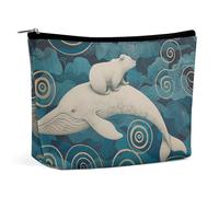 NQLYUT Makeup Bag Portable Cosmetic Bag Standing in The Field Toiletry Bag Makeup Organizer Case Large Capacity Zipper Pouch Travel Toiletry Pouch for Women Men, Whales and White Bears, One Size, Art