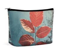 NQLYUT Makeup Bag Portable Cosmetic Bag Standing in The Field Toiletry Bag Makeup Organizer Case Large Capacity Zipper Pouch Travel Toiletry Pouch for Women Men, Red Leaf Style, One Size, Art Deco