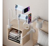 NQQNQQ M-TM Magnetic Gooseneck Phone Holder for Bed & Desk, 360° Rotation, Sturdy Arm Compatible with iPhone 15/14/13/12 Pro Max, Overhead Mount for Live Streams & Zoom (White)