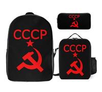 NQRXADCRT CCCP Star Soviet Union USSR Backpack Funny 3-Piece Set Laptop Backpacks Lunch Bag And Pencil Case Daypack