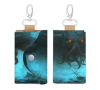 NQRXADCRT Dead Cthulhues Waits Dreaming Key Holder Wallet PU Leather Key Case Pouch Keys Cards Bag Charm Protective for Women Men