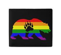 NQRXADCRT Gay Bear Prides LGBT Flag Bear Paw Bifold Wallet Slim Card Holder Purses Coin Pocket for Mens Womens