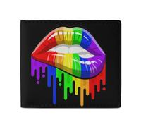 NQRXADCRT LGBT Gay Prides-Rainbow Lips Bifold Wallet Slim Card Holder Purses Coin Pocket for Mens Womens