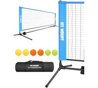 NQV Portable Pickleball Net Set,17ft Adjustable Heights Pickleball Net with 1 Black Carry Bag+6 Pickleballs,Easy Setup for Outdoor Indoor Driveway