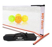NQV Portable Pickleball Net System for Outdoor & Indoor with 22 Feet Regulation Size PE Net and Sturdy Metal Frame, Come with 4 Balls,Rules Sheet in Carry Bag