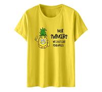 NQyIOS 2023 Spring and Summer Cute Pattern Waist Interesting Ladies Pineapple T Shirt Printed Top Womens Tunic Yellow