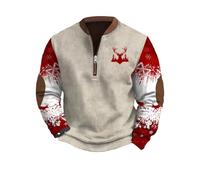 NQyIOS Christmas Fall and Winter Men's 3D Printed Half Zip Sweatshirt Mens Large Sweatshirt (Red, XXXL)