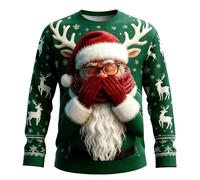 NQyIOS Christmas Jumper for Men Half Zip Christmas Pullover Novelty Xmas Sweatshirt Cute Reindeer Jumper 3D Printed Santa Claus Shirt Workwear Red Santa Sweater (Z5 Green,XL)