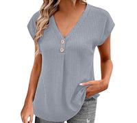NQyIOS Cold Shoulder Tops Shirt Women, Vest Tops Tunic Tops Ladies Tops Sleeveless Blouse Plus Size Swing Flared Tops Ladies Long Tops 3/4 Sleeve Tops Women Tees, Summer Blouses Women Uk Grey, 3XL