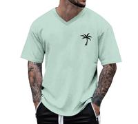 NQyIOS Cotton T Shirts for Men UK Soft T-Shirts Short Sleeve V Neck Fathers Day Tshirt Solid Color Designer Shirt Slim Fit Basic Tee Classic Blouses Tunic Tops Work Wear (Mint Green,XL)