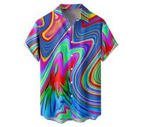 NQyIOS Floral Shirts Men Casual Short Sleeve Button Down Vintage 1950s Bowling Shirts Horizontal Stretch Aloha Shirt Guys Very Loud Shortsleeve Unisex Cherry Parrot Summer Shirts Beach Wear, Hot Pink