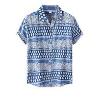 NQyIOS Hawaiian Shirt Beach Shirt Mens Flower Printed Beach Short Sleeve Button Down Summer Casual Shirts Sales Clearance Party Shirts for Men Blue