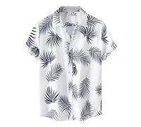 NQyIOS Hawaiian Shirt for Men Flower Printed Beach Shirt Short Sleeve Button Down Summer Casual Shirts Sales Clearance Hawaii Clothes White
