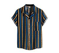 NQyIOS Hawaiian Shirt Men 3D Print Casual Button Down Beach Holiday Aloha Short Sleeve Shirt Sales Clearance Beachwear Blue