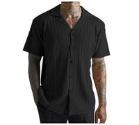 NQyIOS Hawaiian Shirts for Men Short Sleeve Casual Novelty Printed Button Down Aloha Shirt Mexican Embroidered Cuban Wedding Tops Hipster Hip Hop Tshirts (Beach Aloha Shirts for Men Black, 3XL)