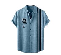 NQyIOS Hawaiian Shirts Mens 3D Print Casual Button Down Beach Holiday Aloha Short Sleeve Shirt Sales Clearance Collar Top Shirts Sky Blue