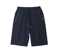 NQyIOS Hiking Shorts Men Fitted Jogging Short Pants for Bodybuilding Running Training with Zipper Pockets Mens Slacks Relaxed Fit Stretch Big and Tall Sports Shorts Blue