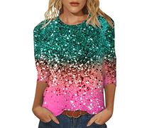 NQyIOS Ladies Blouse Womens Ladies New Printed Plain V Neck Turn Up Short Sleeve Oversize Loose Baggy Fit T-Shirt Top