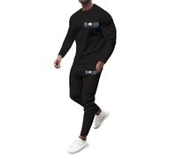 NQyIOS Men’s Full Tracksuit Set Jogging Suits Sports Suit Hooded Long Sleeves Sweatshirt + Drawstring Slacks with Pockets Outfit Sweat Outfit Sets Fashion Casual Sweatsuits Christmas(Black,M)