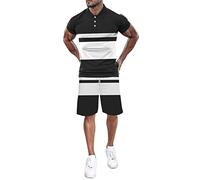 NQyIOS Men Striped Short Set Summer Casual Crew Neck Muscle Short Sleeve Tee Shirts and Classic Fit Sport Shorts Set Cotton Tracksuit Track Suit Sweatshirt Set