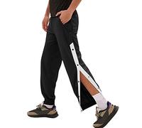 NQyIOS Men Tear Away Basketball Pants Athletic Running Loose Jogger with Pockets Big House (ZWadB-Black, L)