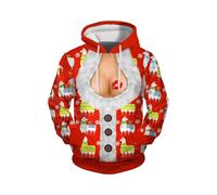 NQyIOS Men's Anime Oodie Cartoon Long Sleeve Hooded Neck Sweater - Red, XL