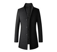 NQyIOS Mens Autumn And Winter Casual Fashion Single Breasted Woolen Coat Mid Length Coat Trench Coat Thick Winter Coats for Men (ZWadD-Black, M)