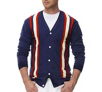 NQyIOS Mens Autumn Fashion Casual Button Knitted Cardigan Long Sleeve Jacket Mens Cardigan Button Sweater (ZWadG-Navy, XXL)