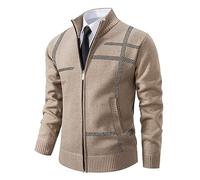 NQyIOS Men's Cardigans Long Sleeve Stand Collar Sweaters Button Down Cable Knitted Cardogam Sweater Full Zip Winter Jacket Coat Thick Fleece Lined Knitwear Outwear with Pockets