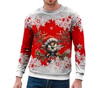 NQyIOS mens christmas jumper Men Sherpa Pullover black polo shirt men round neck sweater for men nasa jacket thick hoodies for men uk mens sweatshirts thick gilet for men uk (Red, XXL)