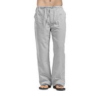NQyIOS Men's Cotton Yoga Pants Drawstring Cotton Linen Loose Open Bottom Yoga Trousers Pockets Beach Slacks for Men Mens Slacks Relaxed Fit Big and Tall Gym Shorts Grey