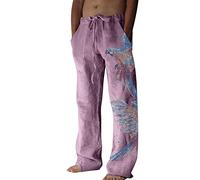 NQyIOS Men's Cotton Yoga Pants Drawstring Cotton Linen Loose Open Bottom Yoga Trousers Pockets Beach Slacks for Men White Beach Slacks Men Jogger Sweatpants