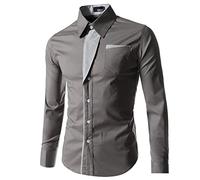 NQyIOS Mens Dress Shirt Regular Fit Stretch Long Sleeve Casual Button Down Shirts with Pocket Business Formal Work Blouse Top (Grey-b, XXL)