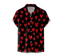 NQyIOS Men's Fashion Casual Sports Valentine's Day Love Sweet Short Sleeve Shirt Pullover Top (4-Q, XL)