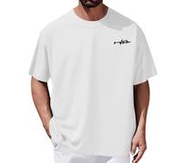 NQyIOS Men's Fashion Loose Fit T-Shirt Crew Neck Athletic Workout Tshirts Heavyweight Short Sleeve Premium Cotton Basic Tee Black t Shirt Mens Workwear Shirts Blouse (White,XXL)