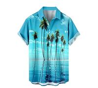 NQyIOS Mens Hawaiian Shirt 3D Print Casual Button Down Beach Holiday Aloha Short Sleeve Shirt Sales Clearance Mens Vacation Tops