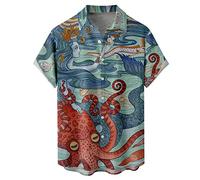 NQyIOS Men's Hawaiian Shirt Cotton Regular Fit Short Sleeve No Iron Casual Beach Summer Aloha Shirt Sales Clearance Top Pink