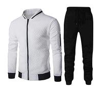 NQyIOS Men's Hooded Athletic Tracksuit Sweatsuit Activewear Full Zip Warm Tracksuit Sports Set Casual Sweat Suit Tropical Outfits Beach Sets Sales Clearance White