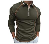 NQyIOS Men's Long Sleeve Polo Shirt Casual Rugby Shirts with Plaid Down Collar Mens Shirt Sales Clearance Mens Golf Polo Shirts Blouses Army Green