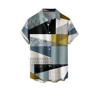 NQyIOS Mens Shirts, Summer Mens Fancy Print Hawaiian Shirt Casual Short Sleeve T-Shirts Outfits for Holiday Wear Button Down Hawaii Aloha Clothes Tropical Print Mexican Shirts Blouses