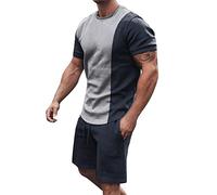 NQyIOS Mens Short Sleeve Casual Polo Shirt and Shorts Sets Summer Beach Long Sleeve Casual Button-Down Shirts with Sleeve Tabs Pants Outfits Sweat Outfits Sport Suit