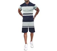 NQyIOS Men's Short Sleeve Shirt and Shorts Set Summer Beach Long Sleeve Casual Button-Down Shirts with Sleeve Tabs Pants Outfits Plus Size Summer Outfits Cabana Wear