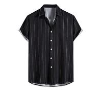 NQyIOS Mens Short Sleeve Summer Shirts Short Sleeves Printed Button Down Summer Beach Dress Shirts Casual Button Down Vacation Top Cuban Guayabera Shirts Muscle Fit Shirts for Men Beachwear Black