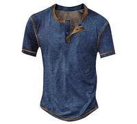 NQyIOS Mens Short Sleeve T-Shirts Crewneck Casual Cotton Workout Basic Tees Regular Fit Stretch Summer Shirt Mens Slim fit t Shirts Summer Clothes for Men Top (Dark Blue,S)