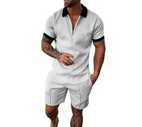 NQyIOS Mens Shorts Sets 2 Piece Outfits Button Down Shirt Long Sleeve And Casual Beach Drawstring Waist Pants Summer Outfits Plus Size Summer Outfits Workout Sets