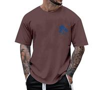 NQyIOS Mens Summer Shirts Loose Fit Athletic T-Shirts Lightweight Quick Dry Short Tshirts Crew Neck Outdoor Workout Tops Cotton t Shirts for Men UK Mens Workwear t Shirt Tshirt (Wine,3XL)