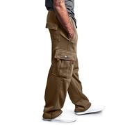 NQyIOS Men's Sweatpants Golf Joggers Track Suit Bottoms Elastic Waist Pleated Dress Pants Lightweight Jeans Stretch UK Size Coffee