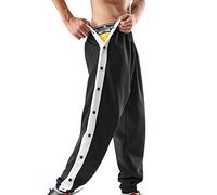 NQyIOS Men's Tear Away Pants Basketball Casual Training Pant Warm Up Loose Casual Open Leg Sweatpants with Pocket Big House (ZWadA-Black, XXXL)