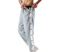 NQyIOS Men's Tear Away Pants Basketball Casual Training Pant Warm Up Loose Casual Open Leg Sweatpants with Pocket Big House (ZWadA-Grey, M)